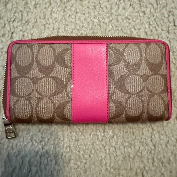 Coach Signature Brown and Pink Wallet - Picture 2 of 3